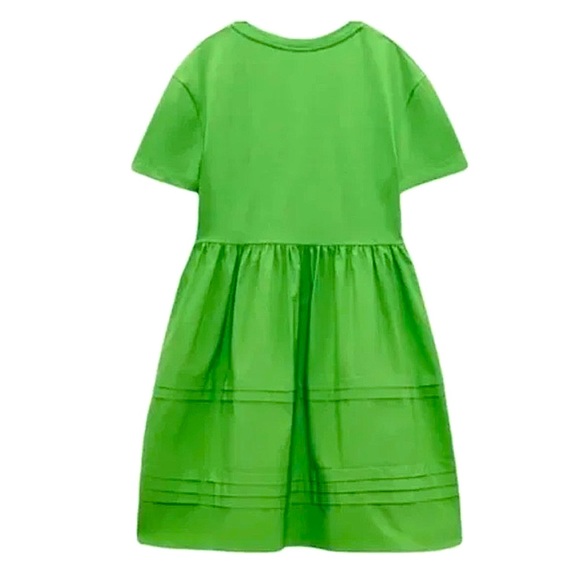 Zara Green Pleated Baby Doll Mini Dress - Picture 3 of 8